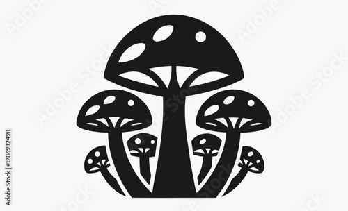 mushrooms silhouette ,mushrooms vector icon illustration, fungi vector icon, edible mushrooms illustration, black and white mushroom design