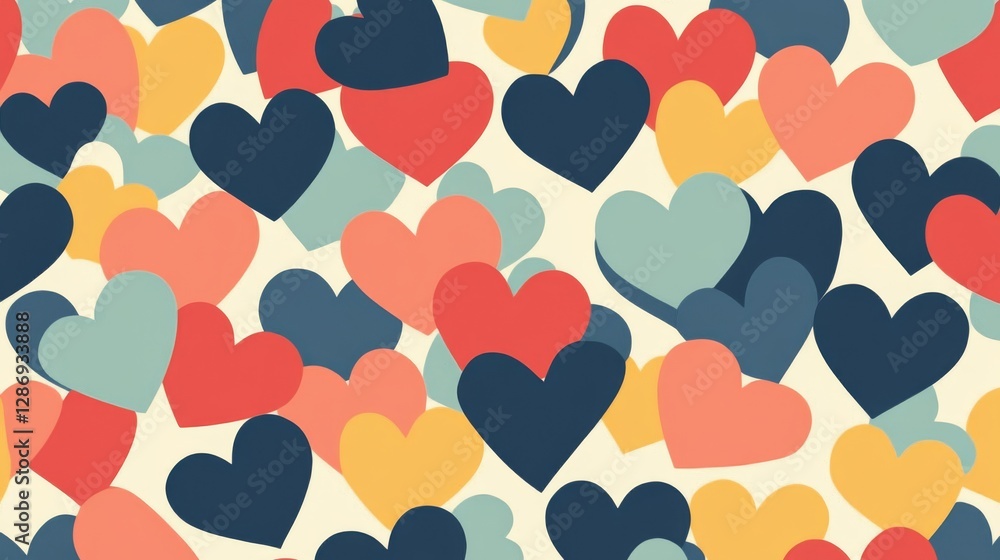 Fototapeta premium Colorful heart pattern with multicolored abstract shapes in a vibrant design