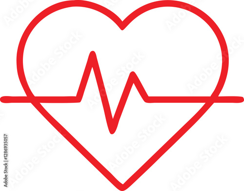 Heartbeat line in heart icons medical and healthcare vector symbols