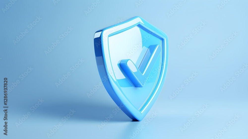 cartoon 3d Icon safety shield check mark perspective . Blue symbol security safety icon. Checkmark in minimalistic style. 3d vector illustration. white background cartoon 3d Icon safety shield check mark perspective . Blue symbol security safety icon. Checkmark in minimalistic style. 3d vector illustration. white background