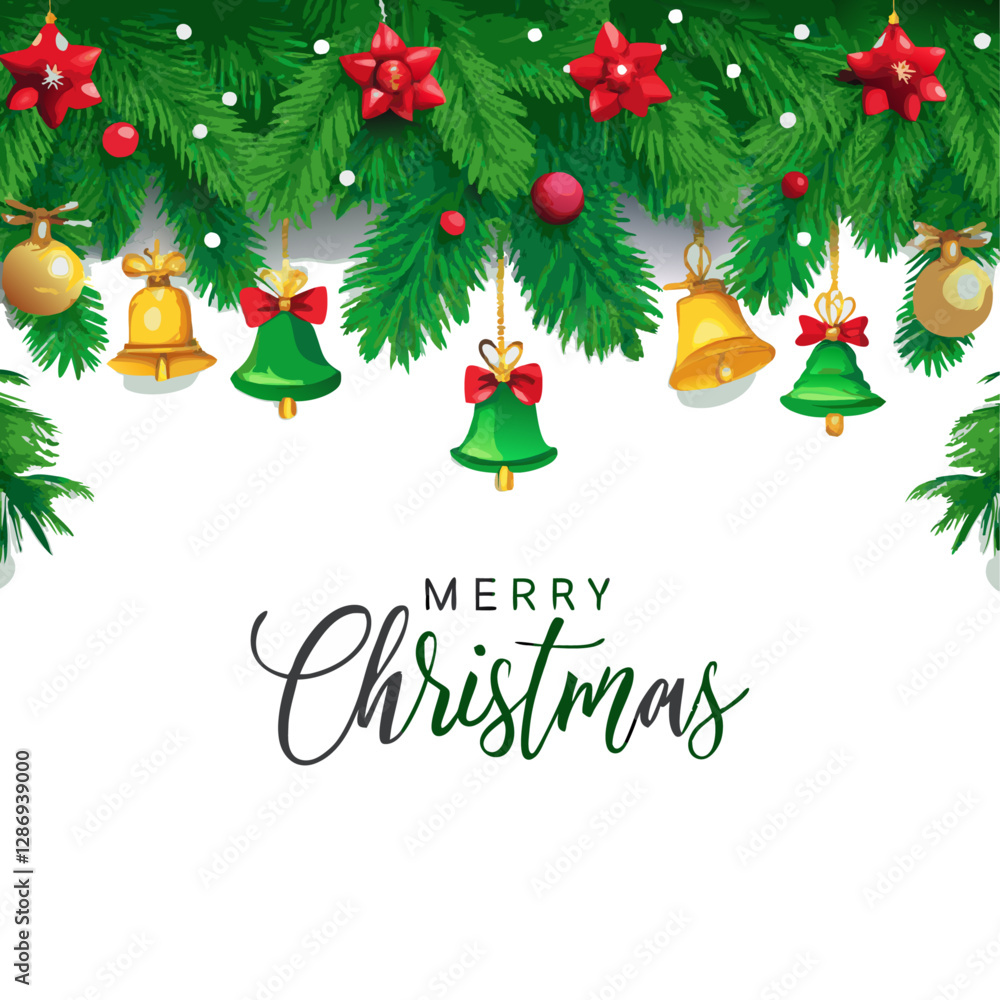 Naklejka premium Christmas Ornament Background with Greeting 
