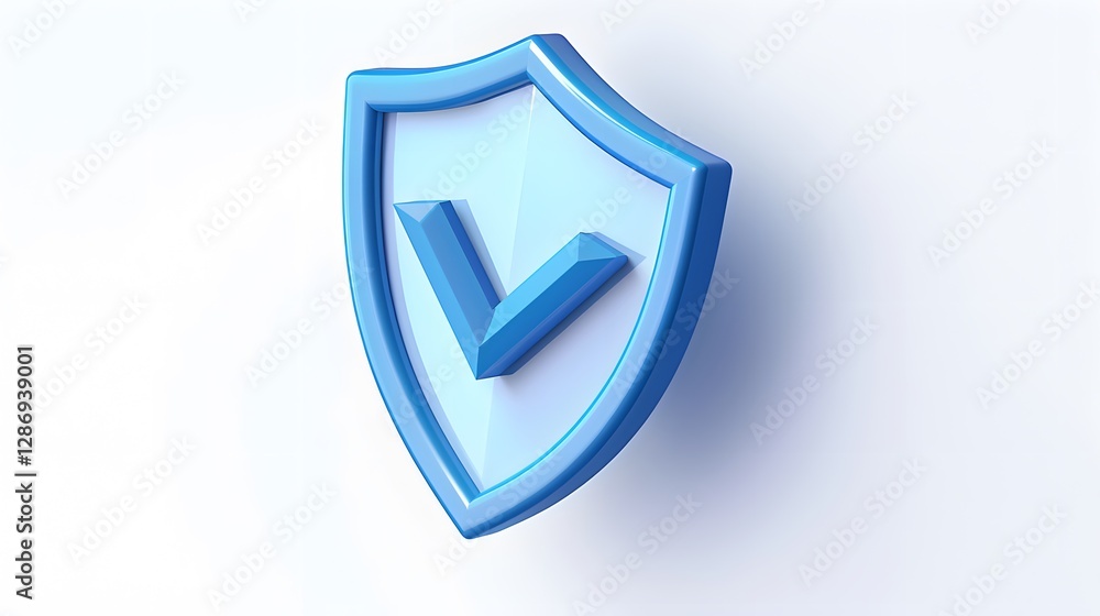 cartoon 3d Icon safety shield check mark perspective . Blue symbol security safety icon. Checkmark in minimalistic style. 3d vector illustration. white background cartoon 3d Icon safety shield check mark perspective . Blue symbol security safety icon. Checkmark in minimalistic style. 3d vector illustration. white background
