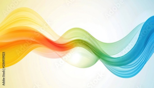 Abstract Colorful Waves Flowing Smoothly Across White Background