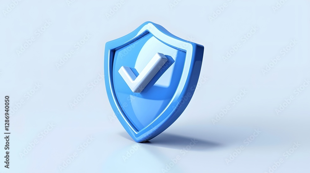cartoon 3d Icon safety shield check mark perspective . Blue symbol security safety icon. Checkmark in minimalistic style. 3d vector illustration. white background cartoon 3d Icon safety shield check mark perspective . Blue symbol security safety icon. Checkmark in minimalistic style. 3d vector illustration. white background