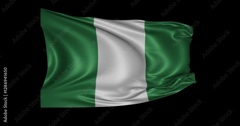 Nigeria flag animation, black background Nigeria flag animation, black background