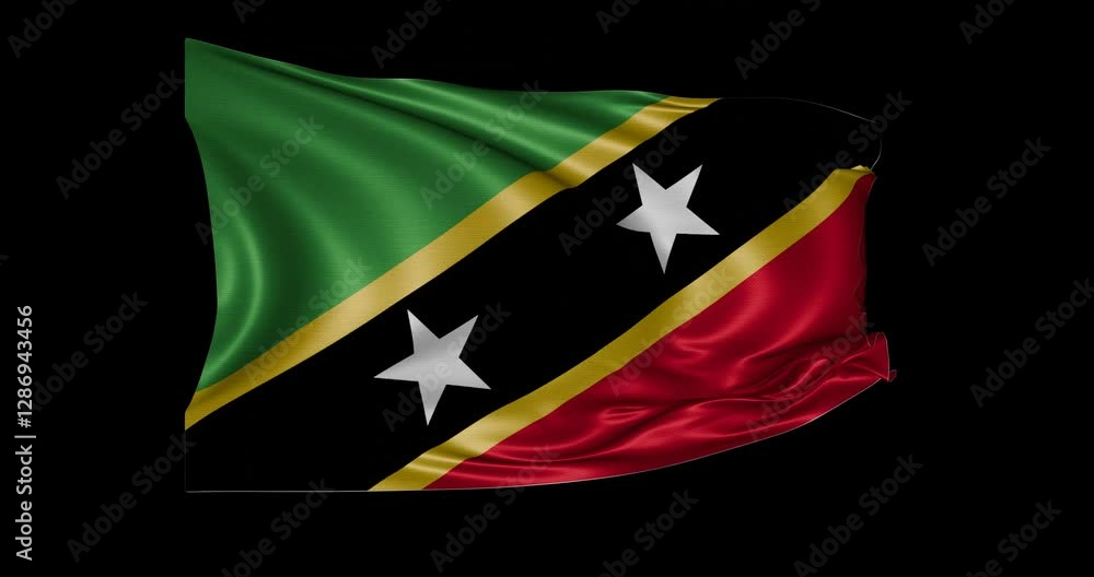 Saint Kitts and Nevis flag animation, black background Saint Kitts and Nevis flag animation, black background