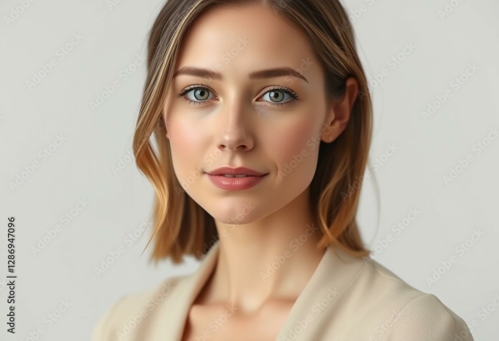 Photorealistic portrait of a 30-year-old female with a calm expression Photorealistic portrait of a 30-year-old female with a calm expression