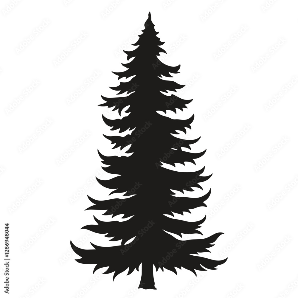 Pine tree silhouette on white background Pine tree silhouette on white background