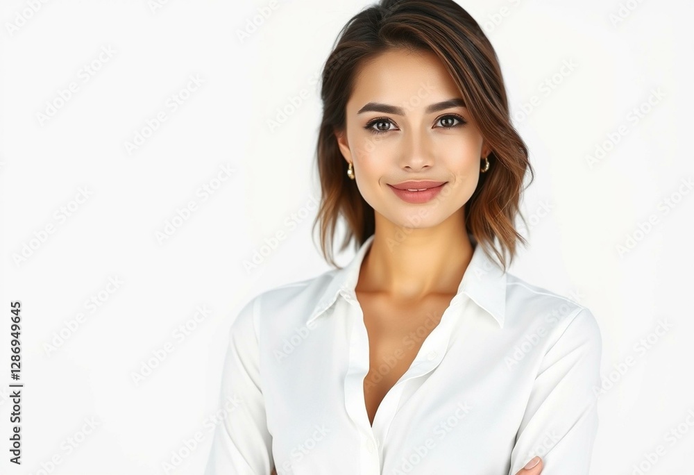 Photorealistic portrait of a 30-year-old female with a natural expression Photorealistic portrait of a 30-year-old female with a natural expression