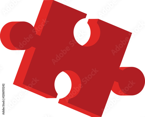 Simbulo puzzle, frame, 3d illustration, clipart, for backgrounds and textures, red