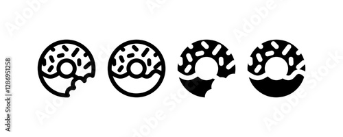 Black and white bitten donut icons Vector