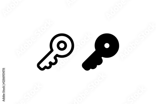 Key icon in outline and solid style Vector