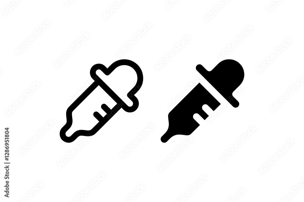 Eyedropper tool icons in outline and solid Vector