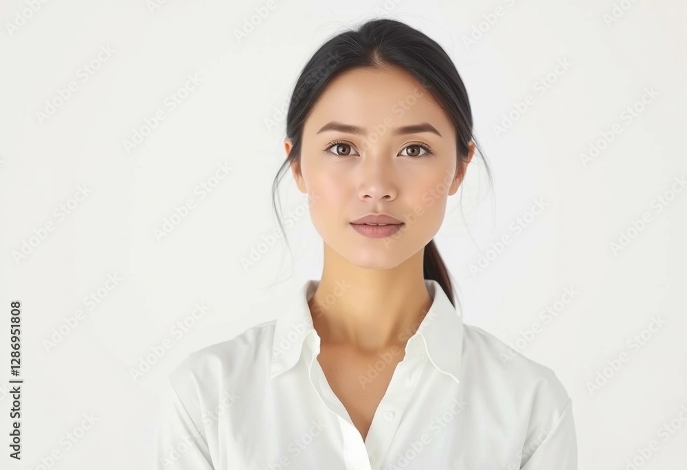 Photorealistic portrait of a woman with neutral makeup Photorealistic portrait of a woman with neutral makeup