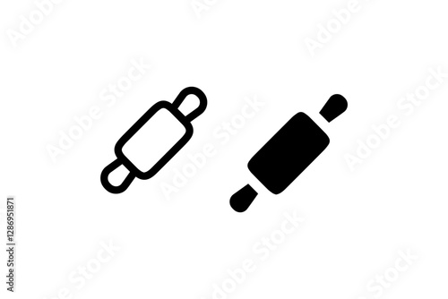 Rolling pin icons in outline and solid Vector