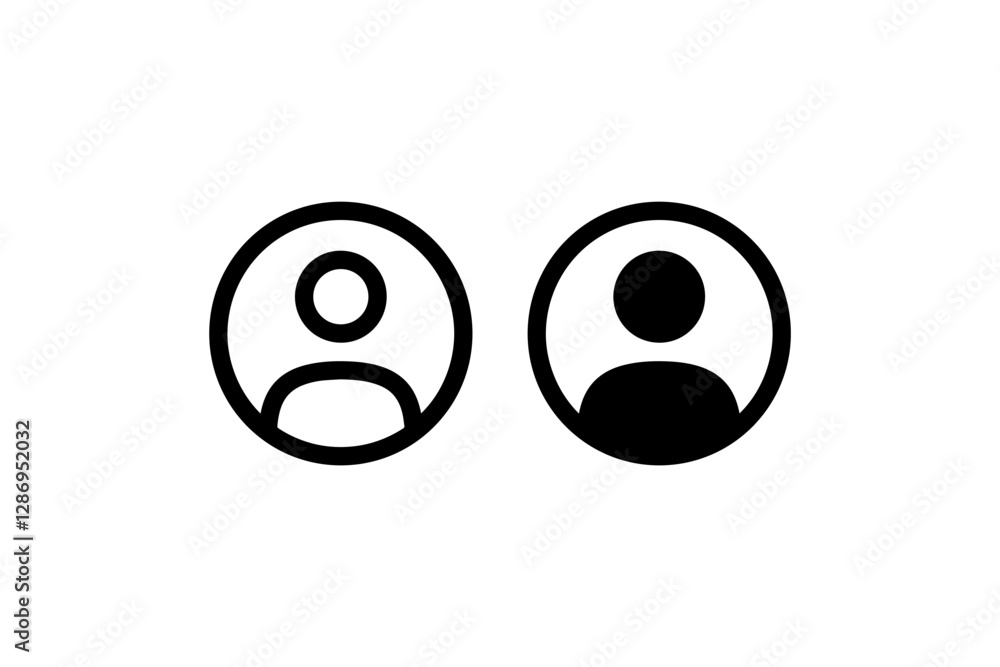 User profile icon in outline and solid style Vector User profile icon in outline and solid style Vector