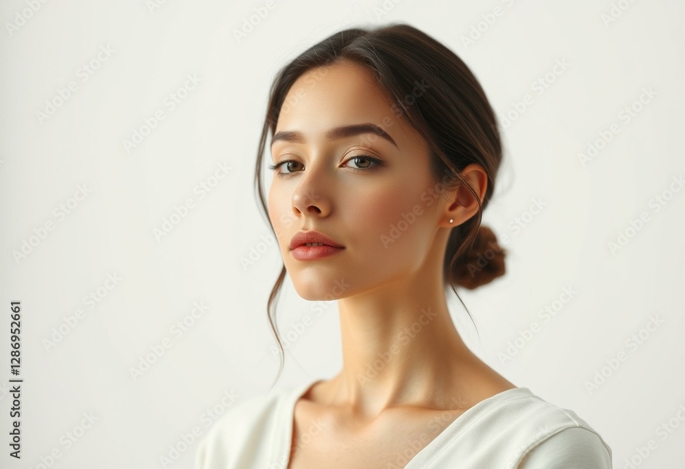 Female portrait with neutral makeup and simple clothing Female portrait with neutral makeup and simple clothing