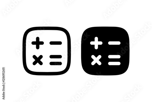 Calculator icon in outline and solid style Vector