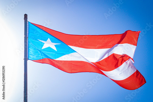 Obraz na płótnie Puerto Rican Flag Flying in the Wind