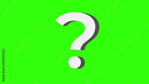 Question mark 3d animation, Chroma key 4k.