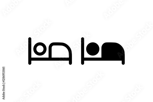 Bed Icon in Black and White Vector