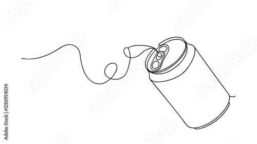 Continuous Line Drawing of an Empty Soda Can