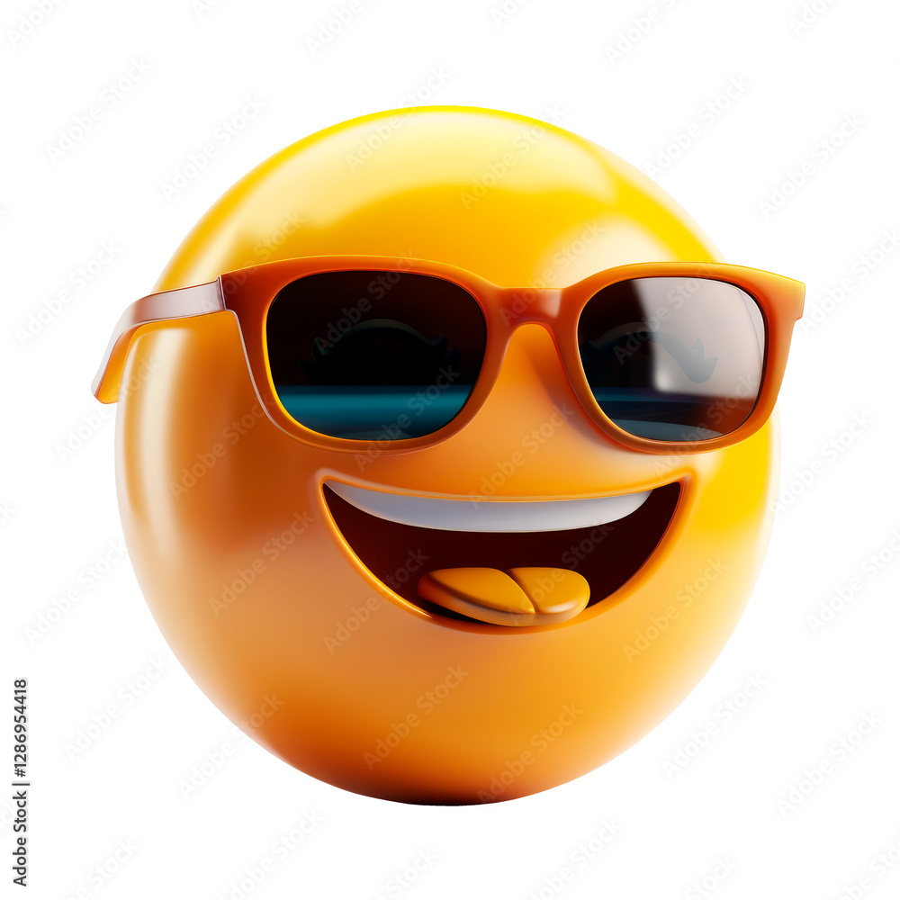 Smiley with glasses smiling, isolated on transparent background. PNG element. Smiley with glasses smiling, isolated on transparent background. PNG element.