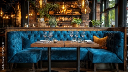 A luxurious dining experience is presented in an elegant restaurant setting