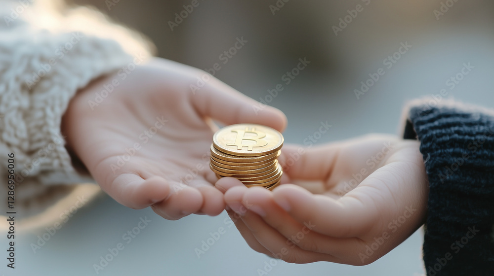 Hands Sharing Wealth With a Child Hands Sharing Wealth With a Child