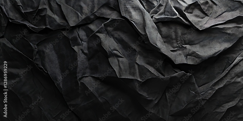 Crinkled Black Fabric Texture