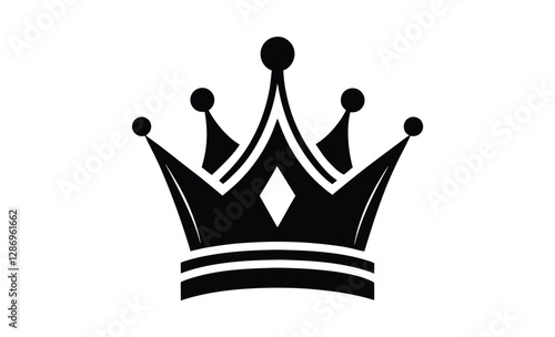 King or queen crown vector icon, royal crown vector icon, crown icon set, black and white crown illustration