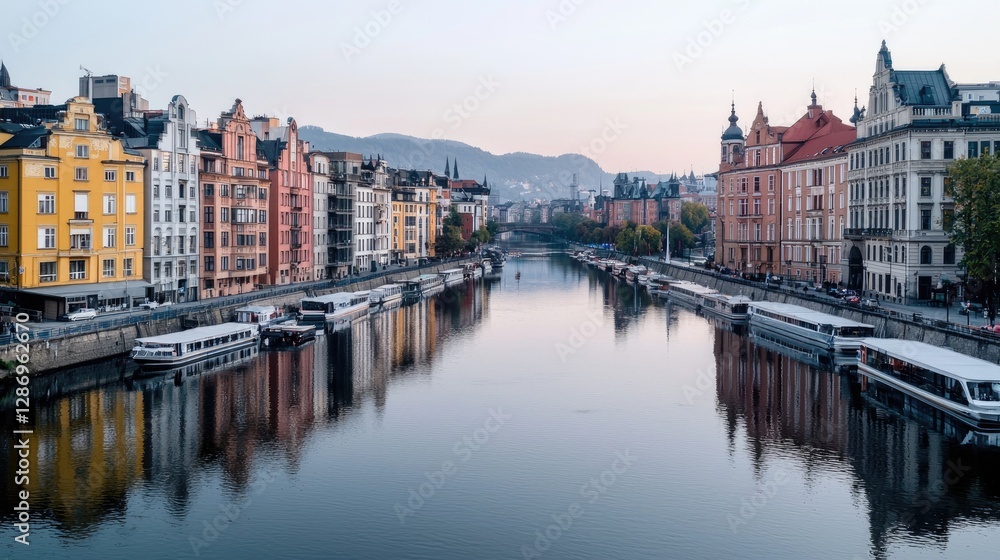 European City River Reflections at Dawn European City River Reflections at Dawn