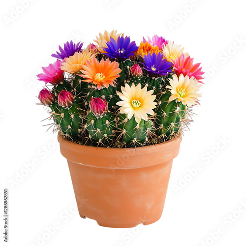 Wallpaper Mural A Small Potted Cactus with Brightly Colored Flowers Isolated on Transparent Background Torontodigital.ca