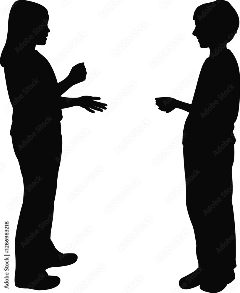 Fototapeta premium a boy and a girl playing, silhouette vector
