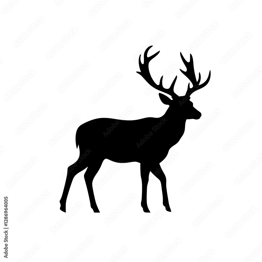 Isolated Silhouette of Deer Isolated Silhouette of Deer