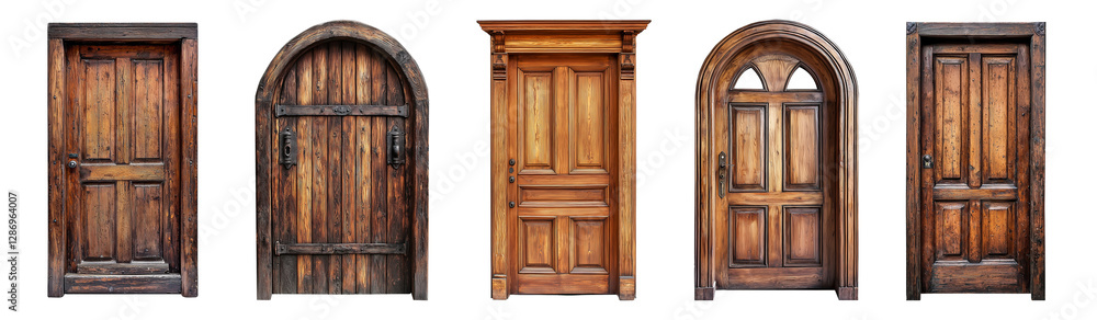 set of isolated classic wooden doors set of isolated classic wooden doors