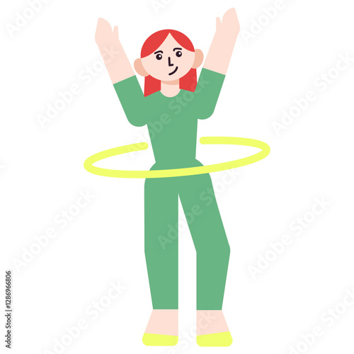 White girl hula hooping, sport concept