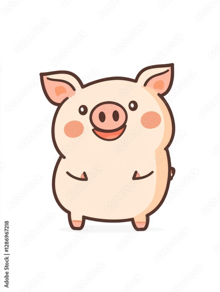 This adorable cartoon pig features a rounded body, rosy cheeks, and a cheerful expression, making it a perfect representation of cuteness and playfulness in animals. This adorable cartoon pig features a rounded body, rosy cheeks, and a cheerful expression, making it a perfect representation of cuteness and playfulness in animals.