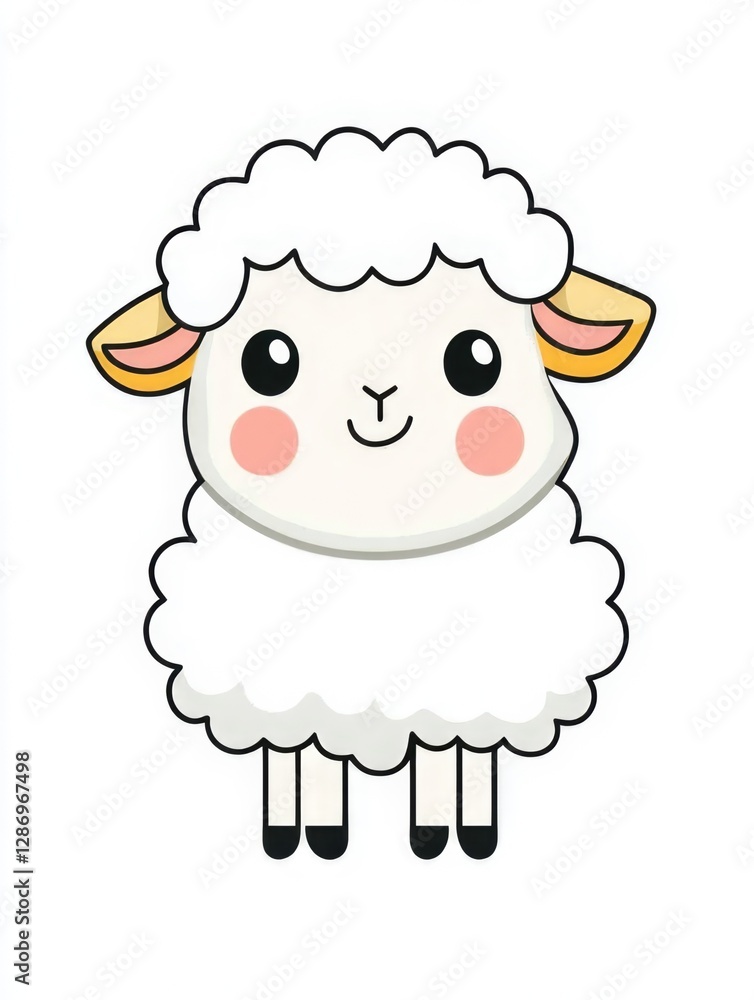 This happy sheep illustration stands out with its bright smile, cute features, and fluffy texture, symbolizing joy and playfulness, appealing to all animal lovers and children. This happy sheep illustration stands out with its bright smile, cute features, and fluffy texture, symbolizing joy and playfulness, appealing to all animal lovers and children.