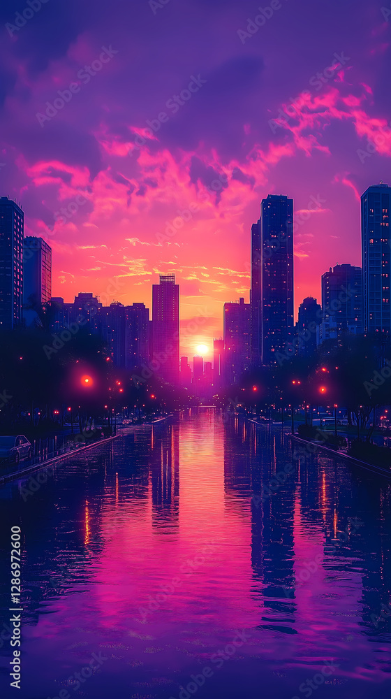 Fototapeta premium A minimalist skyline of a modern city