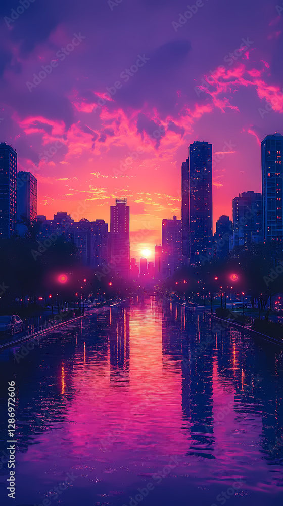 Fototapeta premium A minimalist skyline of a modern city