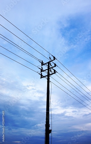 Wallpaper Mural electric poles towering in the sky and the sky is clear with white clouds Torontodigital.ca