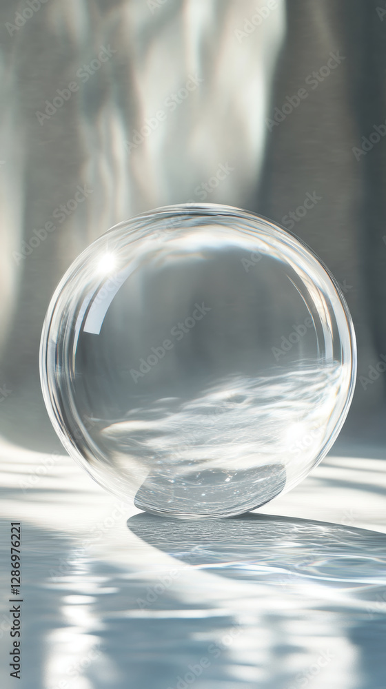 Bubble in expansive empty space, reflecting light beautifully Bubble in expansive empty space, reflecting light beautifully