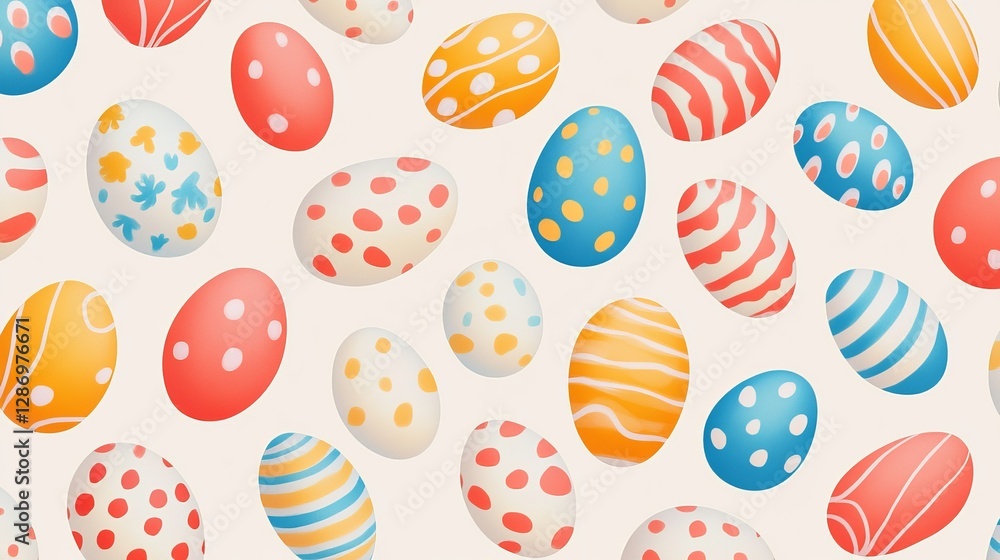 Delightful Easter Egg Hunt Seamless Pattern: Vibrant pastel-colored eggs playfully scattered, perfect for spring celebrations, festive backgrounds, Delightful Easter Egg Hunt Seamless Pattern: Vibrant pastel-colored eggs playfully scattered, perfect for spring celebrations, festive backgrounds,