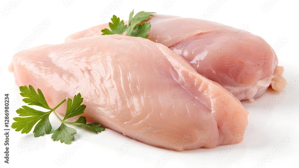 Fresh Raw Chicken on White Background: Smooth Texture and Natural Detail in Ultra-HD Photorealistic Style Fresh Raw Chicken on White Background: Smooth Texture and Natural Detail in Ultra-HD Photorealistic Style