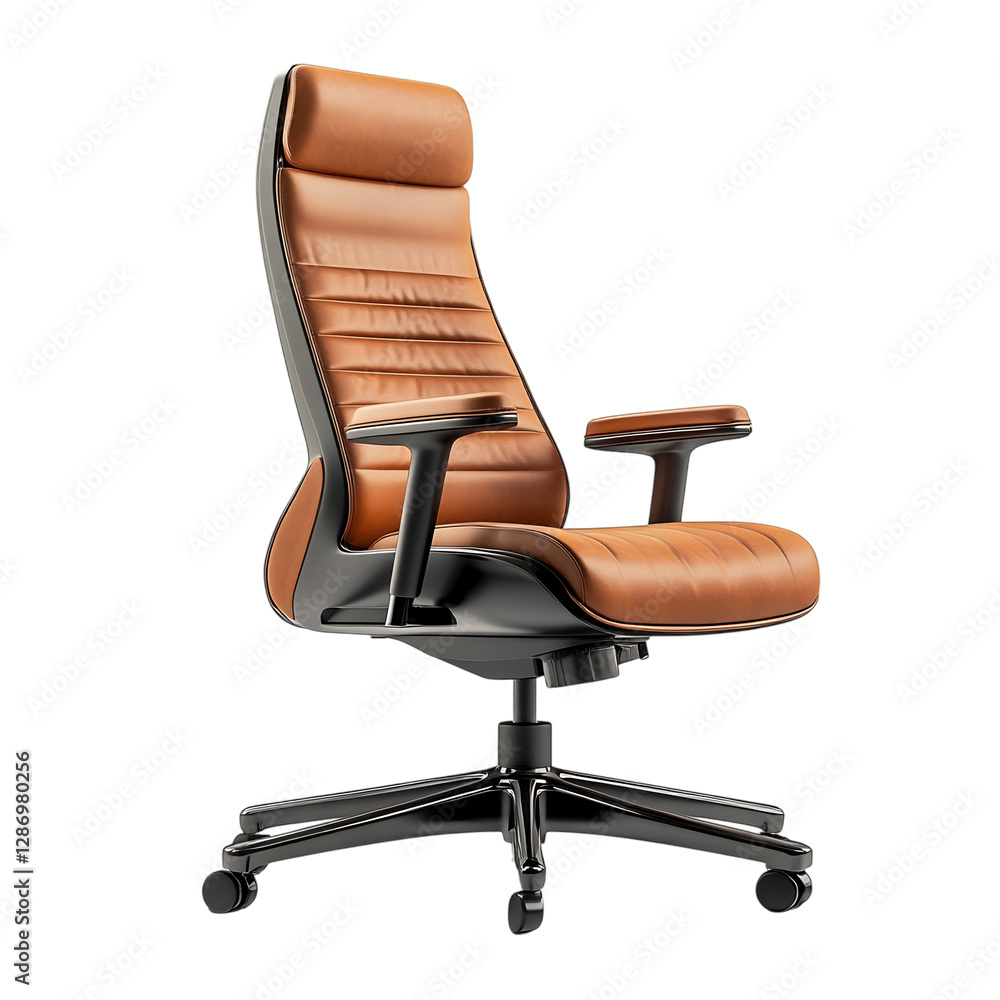 A Stylish Ergonomic Office Chair with Adjustable Settings Isolated on Transparent Background A Stylish Ergonomic Office Chair with Adjustable Settings Isolated on Transparent Background