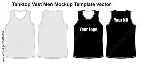 Men Tanktop Vector Mockup Template Crop Tank Top vest  Top Vector Mockup