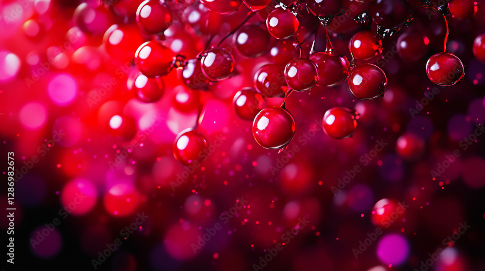 Elegant red chokeberries with falling bokeh effect for seasonal background design Elegant red chokeberries with falling bokeh effect for seasonal background design