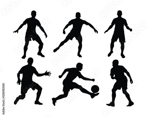 Collection of Football Sport silhouettes in different positions
