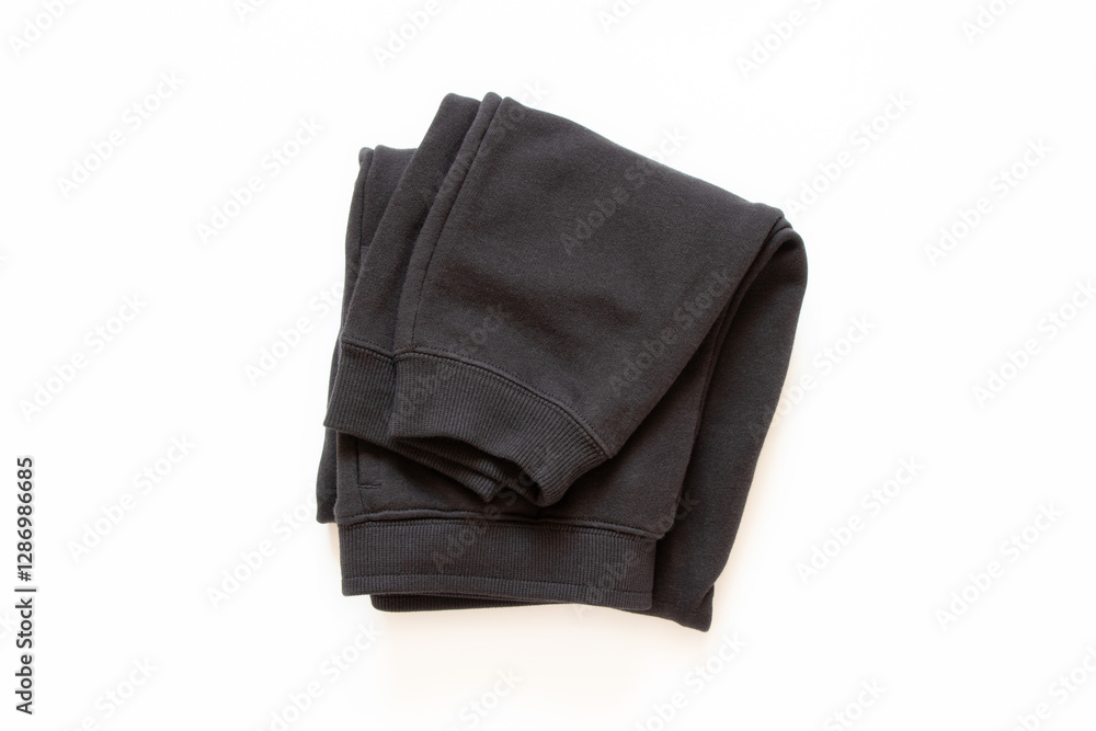 Black cotton sports pants on white background Black cotton sports pants on white background